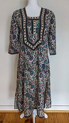 Vintage Indian Cotton Boho Hippie Prairie Dress AU 14/US 10 • $94.60