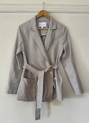 VIKTORIA & Woods -Stone/Beige/Grey Linen Woven Belted Blazer SZ 1 (8) -Like New! • $160