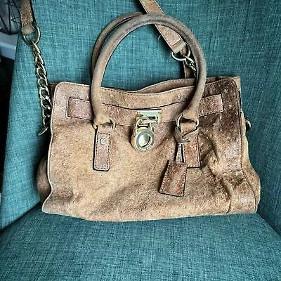 Michael Kors Women’s Brown Ostrich Leather Purse Satchel Shoulder Handle Bag! • $77.99
