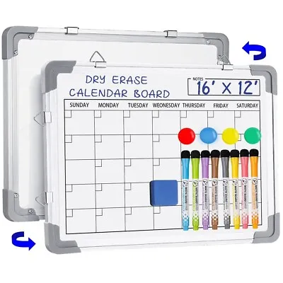 Small Monthly Calendar Dry Erase Whiteboard Set For Wall 16  X 12  Magnetic Dry • $13.99