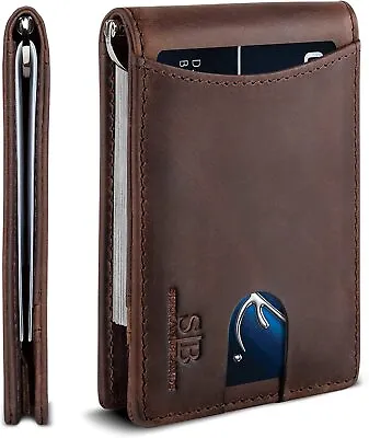 SERMAN BRANDS RFID Blocking Slim Bifold Genuine Leather Minimalist Front Pocket  • $71.30