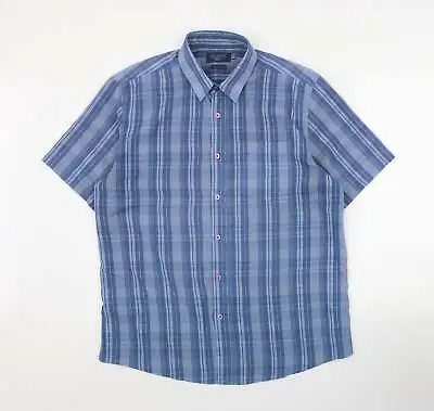 £5.25 • Buy Atlantic Bay Mens Blue Plaid Polyester Button-Up Size L Collared Button