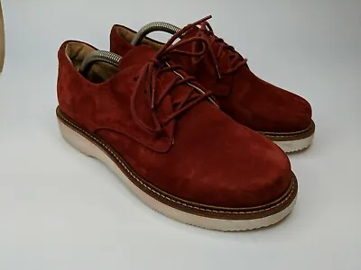 READ Samuel Hubbard Red Suede Men's Oxfords Lacer Leather Shoes Vibram Sz 7.5 • $24.99