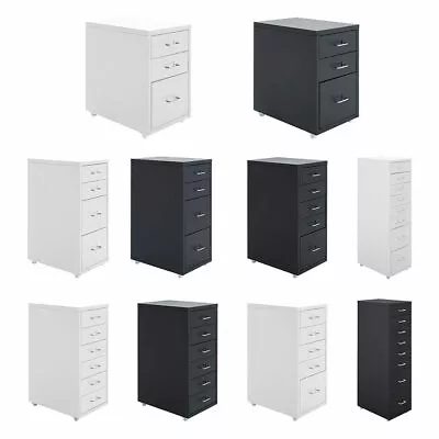 Mobile Office Filing Cabinet Metal 3/4/5/6/8 Drawer File Storage Unit On Castors • £45.95