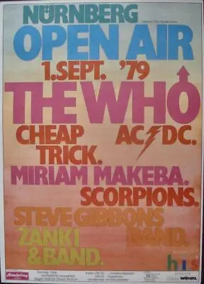 $650 • Buy THE WHO AC DC 1979 German A1 Concert Poster NM