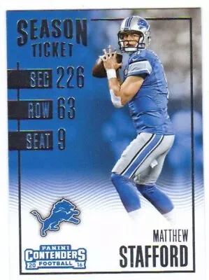 2016 Panini Contenders - MATTHEW STAFFORD #30 Season Ticket - DETROIT LIONS 🏈 • $1.20