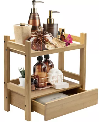 Sorbus Bamboo 2 Tier + Drawer Kitchen & Bathroom Countertop Storage Organizer • $31.99