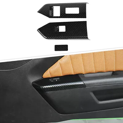 Carbon Fiber Door Window Switch Button Panel Cover Trim For Ford Mustang 10-14 • $20.49