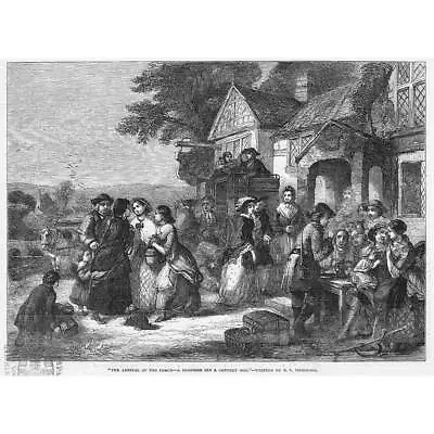 FINE ART 18th Century Coaching Inn Scene By T.F Marshall - Antique Print 1850 • £9.99