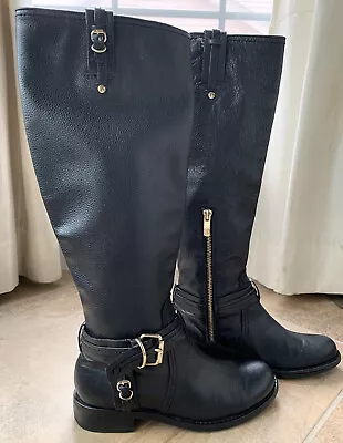 Vince Camuto Women 5.5 Black Leather Harness Near Riding Boot VC-kabo • $34.99
