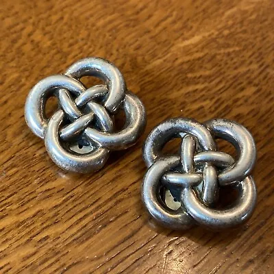 Vintage Sterling Silver Electorform Irish Knots Large Clip On Earrings 44 • $29.99