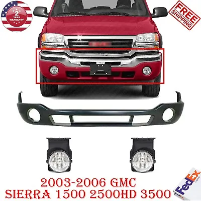 Front Bumper Lower Valance + Fog Lights For 2003-2006 GMC Sierra • $235.99