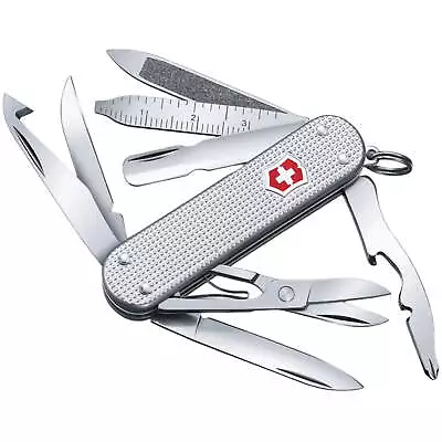 Victorinox Swiss Army Pocket Knife Mini Champ Alox Silver Folding 0.6381.26 • $42.50