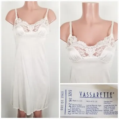 Vintage Vassarette Sissy Size 36 Nylon Full Slip Nightgown Lace Bodice White • $19.59