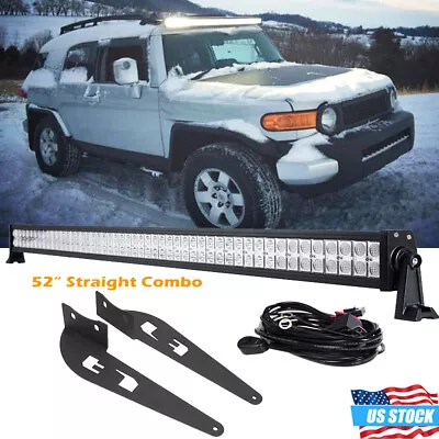 52  LED Work Light Bar + Mount Brackets Combo For Toyota FJ Cruiser 2007-2014 • $139.99