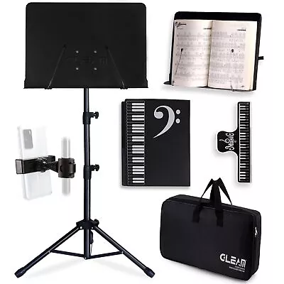 GLEAM Sheet Music Stand - Full Metal With Carrying Bag Phone Holder Sheet M... • $34.92