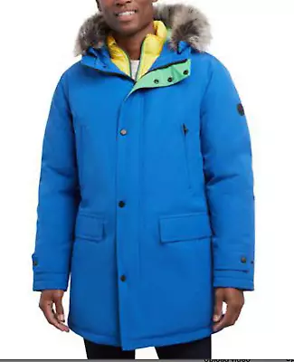 Michael Kors Men's Hooded Bib Snorkel Parka Coat M Blue • $129.99