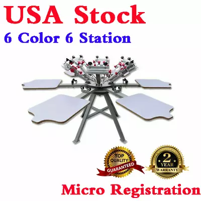 6 Color 6 Station Silk Screen Printing Press Machine Micro Registration • $1776.44