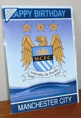 Genuine Manchester City FC Football Team Badge Birthday Card Inc Envelope BNIP • £2.79