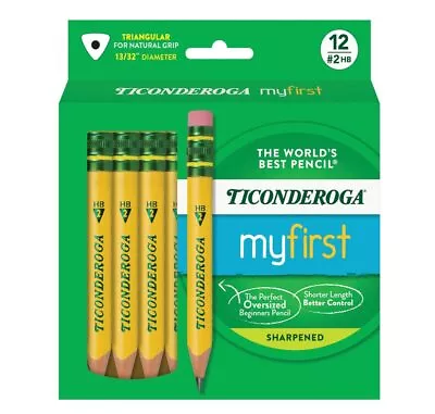 My First Short Triangular Wood-Cased Pencils 2 HB Soft With Erasers Yellow 12... • $16.62