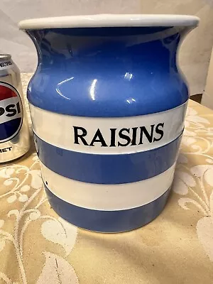 T G Green Cornish Ware RAISINS Storage Jar • £0.99