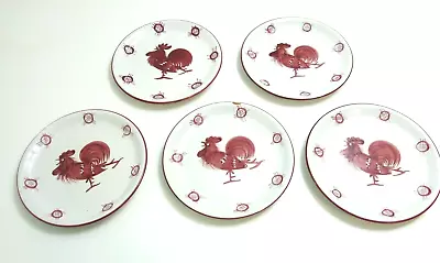 Lot Of 5 Vintage Pv Italy Pottery Rooster Design 8 1/4  Plates • $19.99