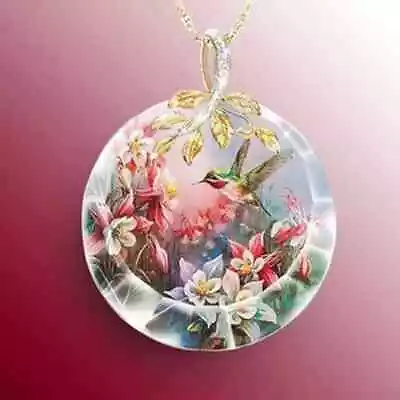 Creative Pendant Necklace Trendy Elegant Cute Flower Bird Round Pink Decor New • $9.98
