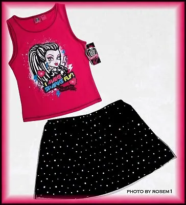 Monster High Dolls Frankie Stein Girls 2 Pc Set T-SHIRT & SKORT SKIRT XLG 14/16 • $13.99