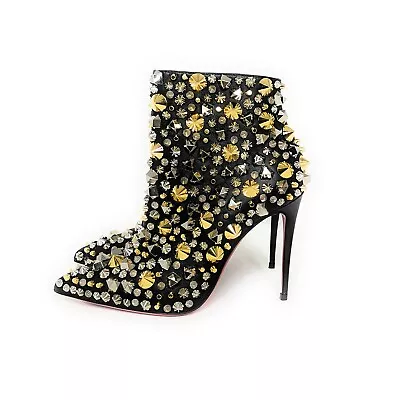 $1150 • Buy Christian Louboutin Black Stud Embellished So Full Kate Ankle Boots Sz 35.5