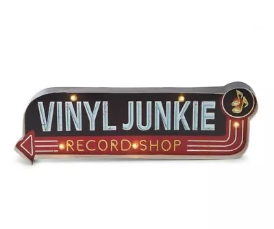 Vinyl Junkie Metal Sign Shop Decor Record Novelty Room Marquee Cave Home Man Lit • $37.51