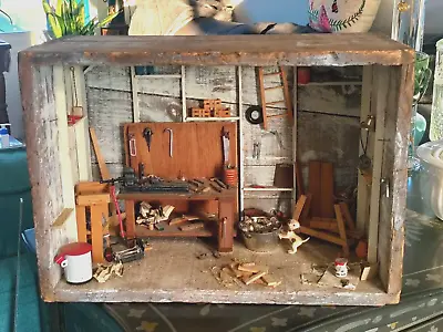 Dollhouse Room Box WOOD WORKING SHOP  In Antique HERCULES GUN POWDER Crate • $349
