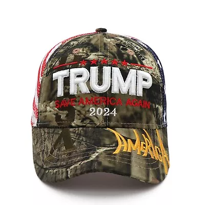 $19.95 • Buy MAGA President Donald Trump 2024 Save America Trump Hat Tree Camouflage