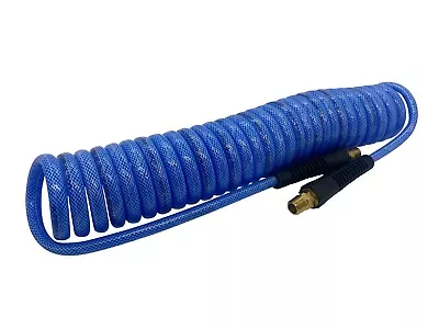 HEAVY DUTY 250 PSI Braided Poly Coiled Air Hose 3/8 OD X 20 FT Coil 1/4 Male NPT • $25