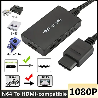 HDMI Adapter Converter W/ HD Cable For Nintendo 64/SNES/SFC/NGC Gamecube Console • $12.45