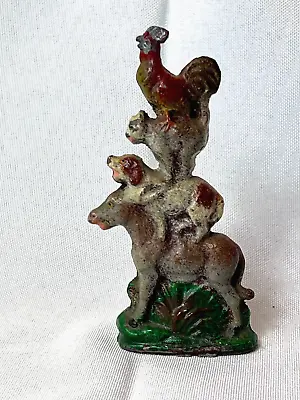 1900's Early Breman Town Musicians Cast Metal Donkey Dog Cat Rooster Bros Grimm • $89.95