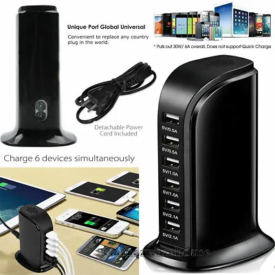 Multi 6 Port USB Charger Fast Charging Station Desktop Travel Hub Wall Adapter • $12.99
