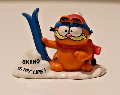 Vintage 1981 Garfield Cat Skiing Is My Life PVC Figure West Germany 2x3 Inch • $16.99