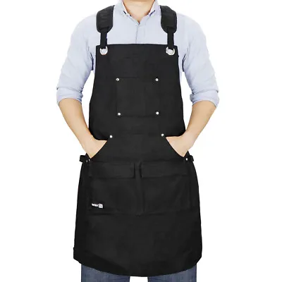 $27.54 • Buy 16oz Thick Canvas Heavy Duty Waxed Canvas Apron Work Shop Apron With Pockets