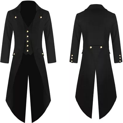 Men's Steampunk Victorian Jacket Gothic Tailcoat Costume Vintage Tuxedo Coats • $28.85