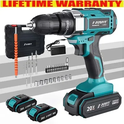 21V Cordless Hammer Combi Drill Set Electric Impact Driver Screwdriver 2 Battery • £26.56