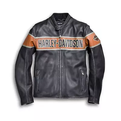 Men's Harley Biker Jacket – Victoria Lane Black Motorcycle Style - Ideal Gift • $179.99