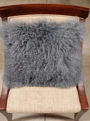 Real Mongolian Tibetan Lamb Fur Pillow Cushion Cover Pillowcase Gray Luxurious • $36.09