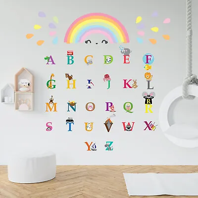 Colourful Rainbows Alphabet Education Nursery Babyroom Kids Wall Stickers • £7.48