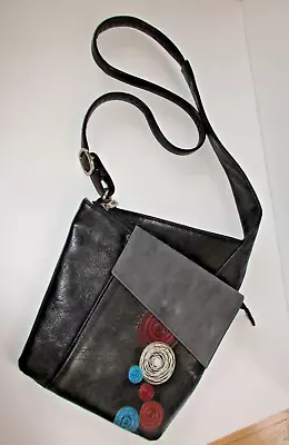 Espe Saddle Bag Adjustable Crossbody Black Retro Design Vegan Purse • $24.99