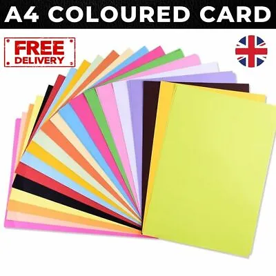 A4 Coloured Card Sheets Paper Arts Craft Cardstock Assorted Colour 260 Gsm UK • £3.03