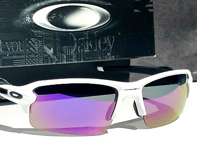 NEW* Oakley FLAK JACKET 2.0 WHITE W POLARIZED Galaxy Violet Sunglass 9188 • $148.87