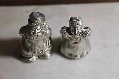 LENOX Vintage Santa & Mrs Claus Kissing Salt/Pepper Shakers Pewter 716 Silver • $16.99