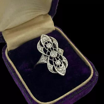 Vintage Filigree Engagement Ring 14K Yellow Gold Plated 1.8 Ct Simulated Diamond • $161.55