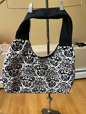 Rare Disney Parks Black & White Canvas & Velvet Mickey Mouse Wallpaper Tote Bag • £56.39