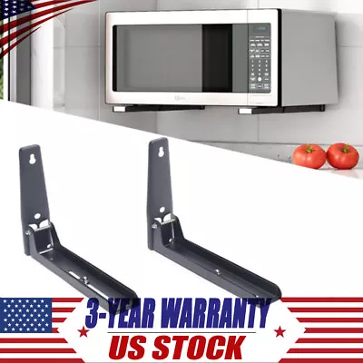 Pair Oven Brackets Stainless Steel Microwave Shelf Bracket Wall Mount Foldable • $23.75